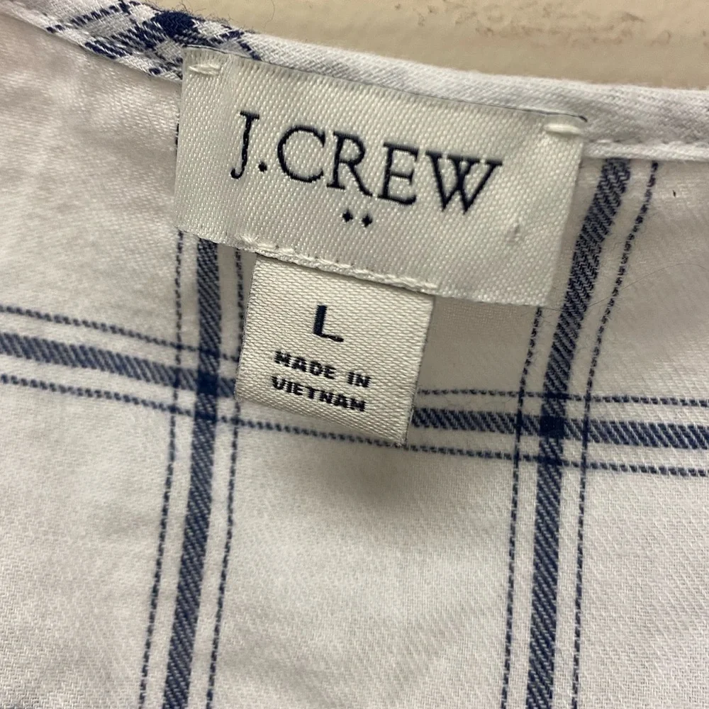 J.Crew Plaid Flannel Square Neck Ruffle Blouse size Large